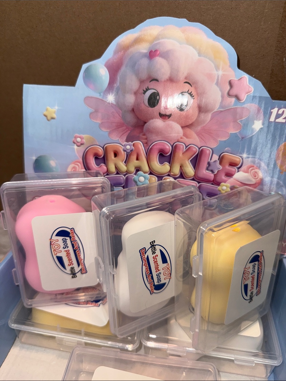 Crackle Fluff Soap Bar Squish - Pink, White or Yellow - Choose 1